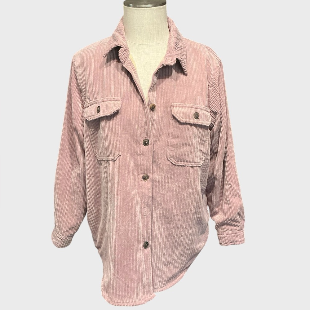 Lovetree Pink Corduroy Fleece Lined Shacket Medium